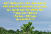 ĐẤT CHÍNH CHỦ- CẦN  BÁN GẤP LÔ ĐẤT PHỦ HỒNG 1000M2 TẠI Xã Xuân Tây, Huyện Cẩm Mỹ, ĐỒNG NAI